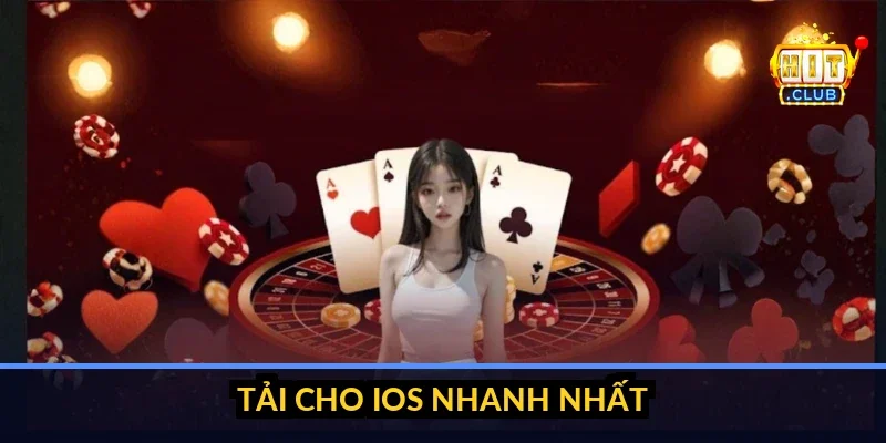 Màn hình iPhone mở Safari tải bản iOS HitClub từ trang chủ chính thức trong khoảng ba phút